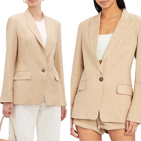 Frame Single Breasted Linen Blend Blazer - Picture 1 of 7